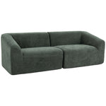 Canapé 3 places en chenille 225 cm, canapé salon rembourré moderne avec assise large, coussin à ressorts, vert foncé