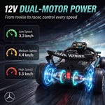 Kart Électrique Enfants 12V, Go Kart Mercedes-AMG PETRONAS F1 avec 2 Moteurs, Télécommande, 3 Vitesses, Noir