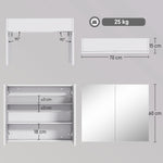 Armoire murale salle de bain avec miroir 70 x 60 cm avec étagère réglable, miroir salle de bain avec rangement, blanc