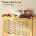Meuble à chaussures 14 paires, armoire à chaussures 2 tiroirs rabattables, étagères réglables, 69x29x83cm, bois naturel