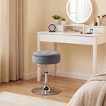 Sgabello da toeletta in velluto, sgabello da trucco girevole con vano portaoggetti, altezza regolabile da 49-65 cm, grigio