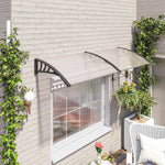 Auvent de porte d'entrée, toit marquise de porte exterieur en polycarbonate et profil aluminium résistante toit abri protection contre la pluie et UV pour terrasse, balcon, 195x75cm, transp.