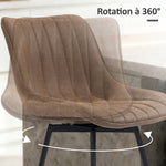 Lot de 2 tabourets de bar, chaises de bar en PU, assise rembourrée 68H cm, dossier et repose-pieds, marron