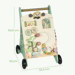 Trotteur en bois pour bébé 18+ mois, chariot de marche, contrôle de vitesse, centre d'activités, 33,5x36x46,8cm, vert
