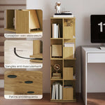 Bibliothèque Rotative à 4 Niveaux, Étagère Rangement avec 16 Compartiments, 39 x 39 x 128,3 cm, Chêne