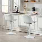 Lot de 2 tabourets de bar, chaises de bar structure en acier hauteur réglable 92-110 cm, dossier repose-pieds blanc
