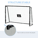 But de football cage de foot châssis métal filet PE piquets & outil inclus dim. 186L x 62l x 123H cm noir blanc