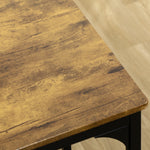 Ensemble table haute et 4 tabourets avec Repose-Pieds, métal noir et aspect bois pour cuisine salle à manger