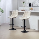 2er-Set Barhocker, höhenverstellbare Chenille-Barstühle mit 360° drehbarer Rückenlehne, 47x48x117,5 cm, Beige