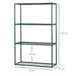 Lot de 2 Étagères à Fleurs en acier 4 Niveaux Intérieur et Extérieur, support de plantes 70 x 27 x 110 cm, vert
