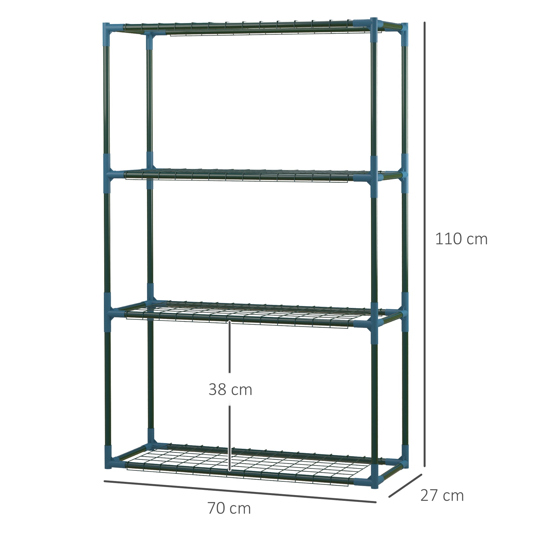 Lot de 2 Étagères à Fleurs en acier 4 Niveaux Intérieur et Extérieur, support de plantes 70 x 27 x 110 cm, vert