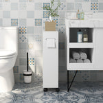 Toilet- en badkamermeubel met toiletrolhouder op wieltjes - 52 x 17 x 67 cm wit