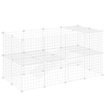 Cage parc clôture pour animaux domestiques enclos pour petits animaux modulable 2 niveaux fil en acier 146x73x73cm blanc