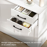 Buffet, meuble de rangement avec 3 portes, 2 tiroirs et étagère réglable, 120 x 38 x 79 cm, blanc