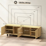 Meuble TV 180 cm, meuble télé pour 82 pouces avec 4 portes à ouverture par pression 180x35x55,5cm bois naturel