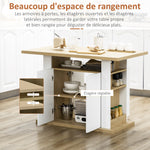 Ilot central cuisine table avec grand plan de travail 4 personnes - dim. 110L x 70l x 75,5H cm