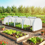 Mini serre de jardin serre à tomates 4 x 1 x 0,80 m acier PE anti-UV 4 portes avec zip enroulables blanc
