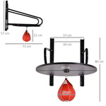Punching Ball Poire de Vitesse Boxe avec Support Plateau tournant + Pompe en bois Hauteur Réglable Acier revêtement synthétique Rouge Noir