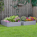 Lot de 2 carré potager de jardin dim. 100L x 100l x 30H cm - tôle d'acier ondulée gris