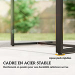 Salon de jardin extérieur en résine tressée 2 personnes, table de jardin avec 2 chaises, plateau en verre trempé, marron