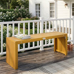 Banc de Jardin en Bois d'Acacia sans Dossier 2 Places, Assise à Lattes Effet Bois, 110x30x45cm, Bois naturel