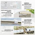 Serra da giardino a tunnel 9 m², 4 finestre, porta avvolgibile con cerniera, telaio in acciaio zincato, telo in PE 3 x 3 x 2 m bianco