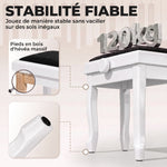 Banc de Piano, Tabouret Piano Réglable en Hauteur 45-56 cm, Banc de Clavier, Siège Rembourré en Velours, Blanc