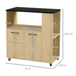 Desserte chariot cuisine multi rangements avec roulettes 75 x 40 x 80,5 cm
