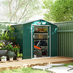 Abri de Jardin 2,42 m² - Remise pour Outils avec kit de fondation - cabanon Porte verrouillable - dim. 213L x 130l x 185H cm - tôle d'acier Vert
