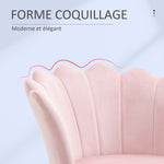 Fauteuil coquillage chaise coiffeuse fauteuil en velours avec pieds en métal doré rose poudré