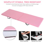 Tapis de gymnastique yoga pilates fitness pliable portable grand confort 180L x 60l x 5H cm revêtement synthétique rose