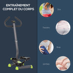 Stepper avec guidon stepper fitness appartement écran LCD résistance réglable acier gris vert noir