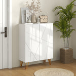 Schoenenkast opbergmeubel 2 deuren verstelbare planken 72 x 31,5 x 95 cm hoogglans wit