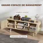 Meuble TV meuble télé pour téléviseur jusqu'à 55 pouces 2 placards et 2 étagères ouvertes 120x34x50cm effet bois naturel
