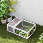 Maison enclos cage habitat pour petit animal tortues avec 2 espaces 91 x 60,5 x 32 cm bois massif marron clair