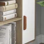 Bibliothèque scandinave 4 niches + 2 placards avec étagère dim. 80L x 24l x 123H cm Pieds effilés inclinés Bois Massif Chêne