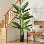 Plante Artificielle Bananier 180 cm, 18 Feuilles Réalistes, Pot, Entretien Facile, pour Maison Bureau, Vert