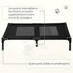 Lot de 2 lits sur pieds lit pour chien chat lit de camp grand confort tissu Oxford textilène micro-perforé acier