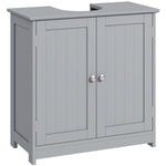 Meuble salle de bain sous lavabo - meuble sous-vasque - placard 2 portes avec étagère 60L x 30l x 60H cm - en bois Gris