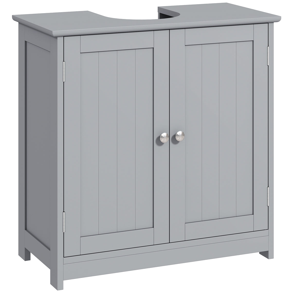 Meuble salle de bain sous lavabo - meuble sous-vasque - placard 2 portes avec étagère 60L x 30l x 60H cm - en bois Gris