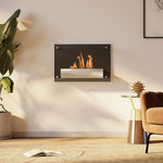 Cheminée bioéthanol Murale encastrable brûleur 0,9 L, environ 3 h de durée de combustion 60L x 22l x 40H cm noir