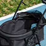 Poussette Buggy Pliable Chien Chat Panier Rangement Porte-Gobelets Tissu 300D Oxford Imperméable 4 Roues Noir