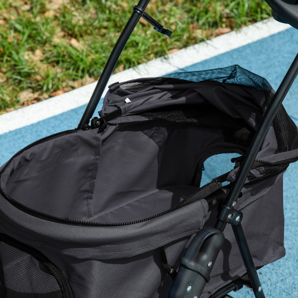 Poussette Buggy Pliable Chien Chat Panier Rangement Porte-Gobelets Tissu 300D Oxford Imperméable 4 Roues Noir