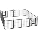Parc pour chien, parc pour animaux, 16 panneaux, clôture portable pliable, sécurisé, noir