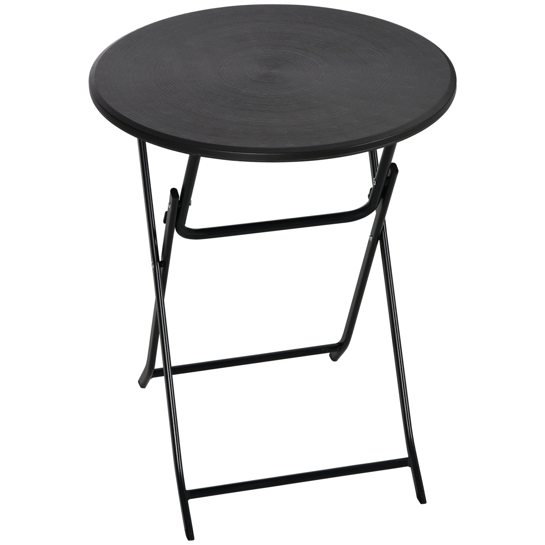 Table basse extérieure pour 2 personnes, table de jardin ronde avec structure en acier, Ø 60 x 73H cm, gris foncé