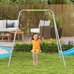2-in-1 baby swing set with 5-point safety harness for indoor and outdoor use, green