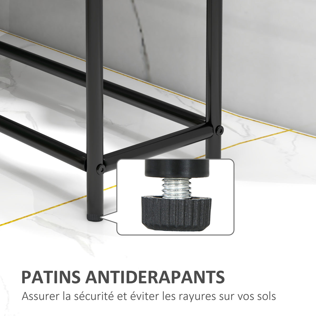 Porte serviettes sur pied sèche serviette 2 niveaux en métal pour la salle de bain, dim. 66l x 20P x 110H cm, noir