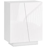 Buffet meuble de rangement avec placard double porte et étagère réglable, 70 x 40 x 88 cm, blanc brillant