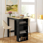 Mesa de bar, mesa alta de cocina, mesa alta, mostrador - dim. 112L x 57an x 106al cm - 3 estantes - negro