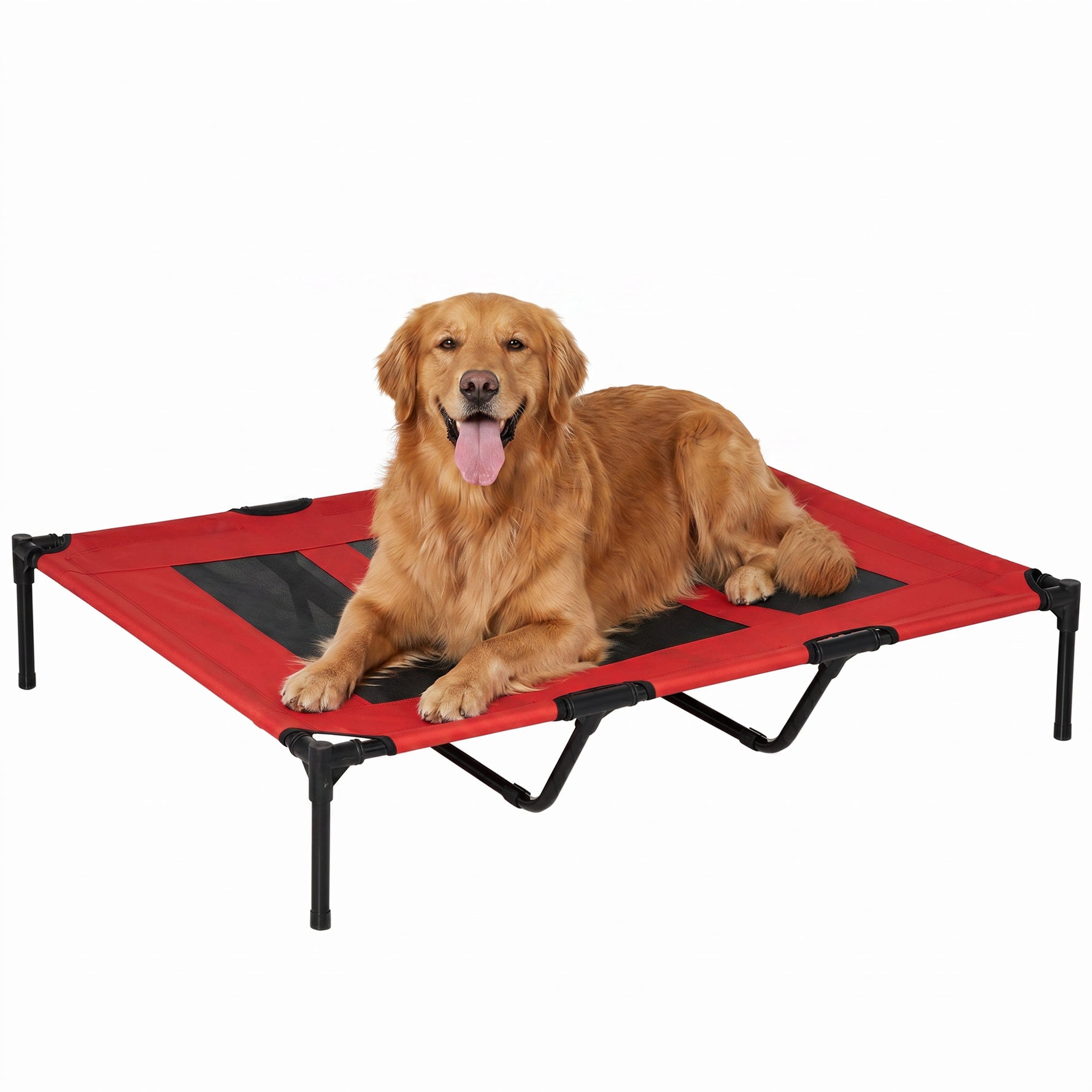 Lit sur pieds XXL pour chien chat lit de camp animal 122L x 92l x 23H cm rouge